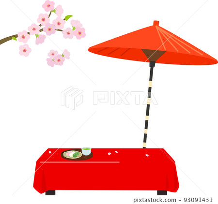 茶屋長凳、賞花餃子和櫻花 93091431