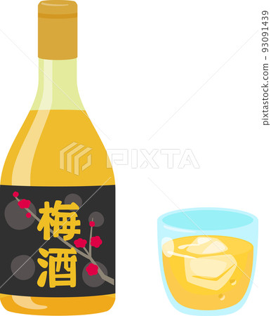 梅酒瓶和玻璃 93091439