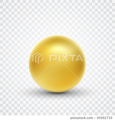 Golden sphere. Isolated on transparent background. Golden glossy 3d ball or precious pearl.Vector design element Golden sphere. Isolated on transparent background. Golden glossy 3d ball or precious pearl.Vector design element 93092719