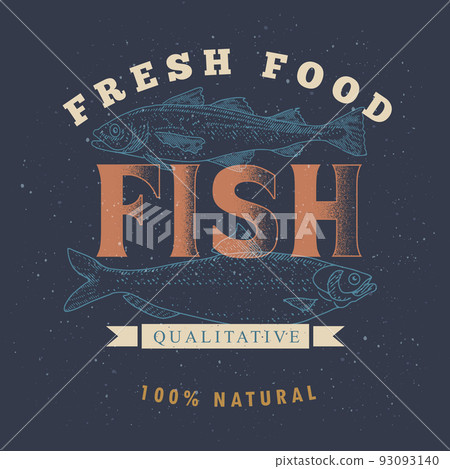 Fish, seafood label Fish, seafood label 93093140