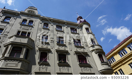 The facade of old house and old architecture in old town The facade of old house and old architecture in old town 93093226