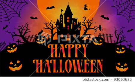 Halloween / Halloween horizontal web banner template illustration 93093683