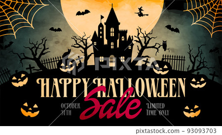 Halloween / Halloween sale horizontal web banner template illustration 93093703