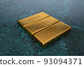 3d gold bars lie on a textured surface. Symbol of wealth and wealth 93094371