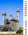 Gas turbine electrical power plant at dusk with blue sky 93096431