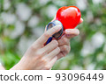 Close-up of doctor using stethoscope check hart 93096449