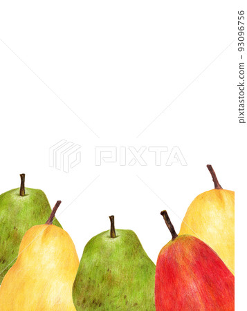 Vertical frame of pear in colored pencil drawing 93096756