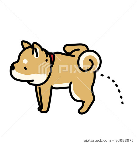 A simple and cute illustration of a Shiba Inu who pees 93098075