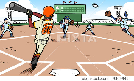 baseball scene baseball scene 93099491