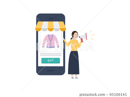 Illustration material of a female clerk at an online shop to advertise 93100141
