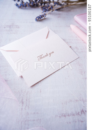 Thank you card, lavender dried flower, pen, notebook, ribbon 93100187
