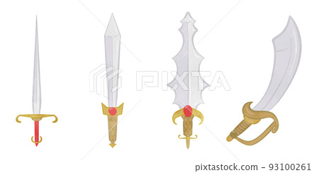Cool and cute sword illustration set 02 93100261