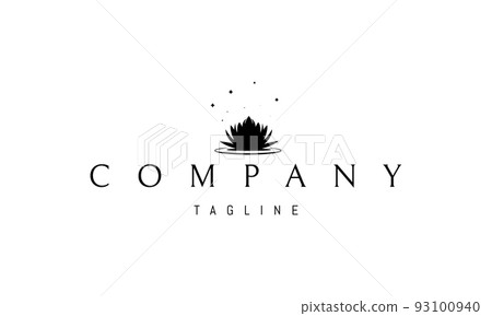 Vector logo on which an abstract image of a lotus flower on the lake. 93100940
