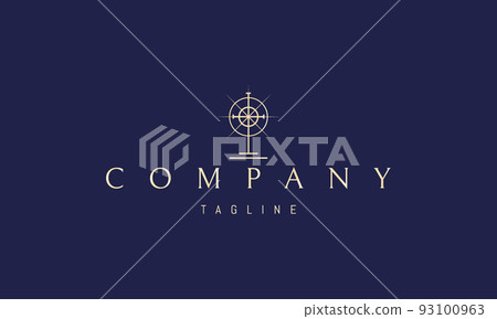 Vector golden logo on which an abstract image of a religious cross with a shining star in it. 93100963