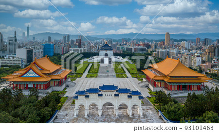 "Liberty Square" text on the archway, Aerial view Chiang Kai Shek Memorial Hall and Taipei city skyline and skyscraper background, Taipei, Taiwan, Beautiful landmark in TAIPEI CITY, TAIWAN. "Liberty Square" text on the archway, Aerial view Chiang Kai Shek Memorial Hall and Taipei city skyline and skyscraper background, Taipei, Taiwan, Beautiful landmark in TAIPEI CITY, TAIWAN. 93101463