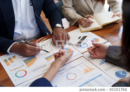 Business People Planning Strategy Analysis from Financial Paperwork Report. 93101768