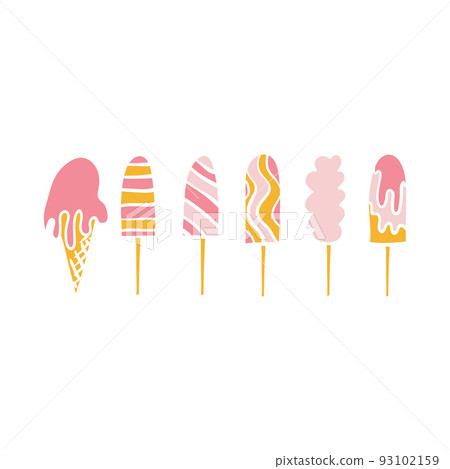 Set of different size ice creams. Vector illustration. Set of different size ice creams. Vector illustration. 93102159