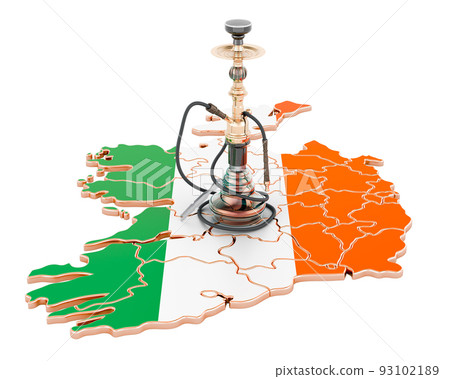 Hookan on Irish map, 3D rendering Hookan on Irish map, 3D rendering 93102189