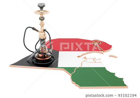 Hookan on Kuwaiti map, 3D rendering 93102194