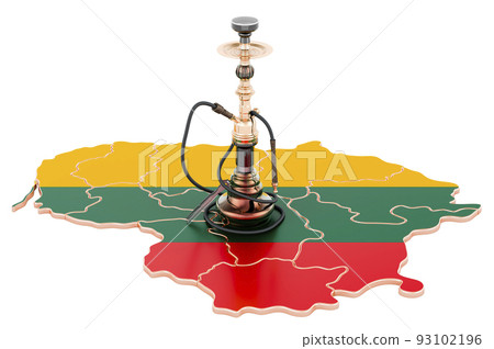 Hookan on Lithuanian map, 3D rendering Hookan on Lithuanian map, 3D rendering 93102196