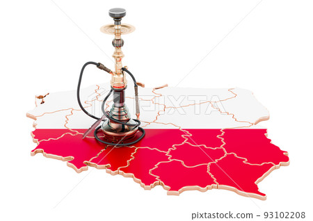 Hookan on Polish map, 3D rendering Hookan on Polish map, 3D rendering 93102208