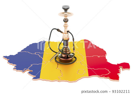Hookan on Romanian map, 3D rendering Hookan on Romanian map, 3D rendering 93102211