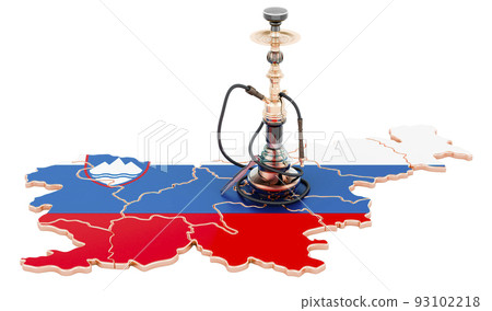 Hookan on Slovenian map, 3D rendering Hookan on Slovenian map, 3D rendering 93102218