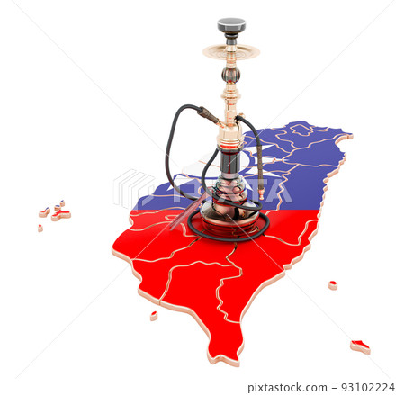 Hookan on Taiwanese map, 3D rendering 93102224