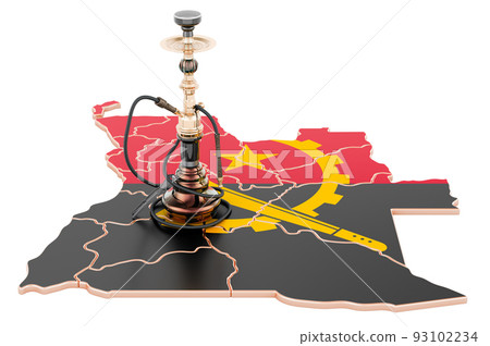 Hookan on Angolan map, 3D rendering 93102234