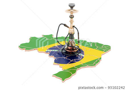 Hookan on Brazilian map, 3D rendering 93102242