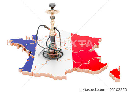 Hookan on French map, 3D rendering 93102253