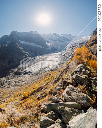 Rocky mountains and glacier. Peak of mountain and glacier Rocky mountains and glacier. Peak of mountain and glacier 93102780