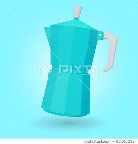 White coffee maker isolated on blue background. 3D render Vector illustration. White coffee maker isolated on blue background. 3D render Vector illustration. 93103252