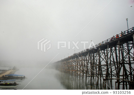 Old wooden bridge. Thailand 93103256