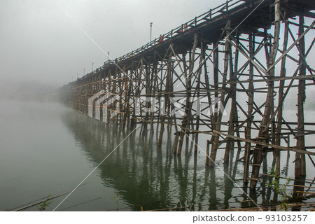 Old wooden bridge. Thailand 93103257