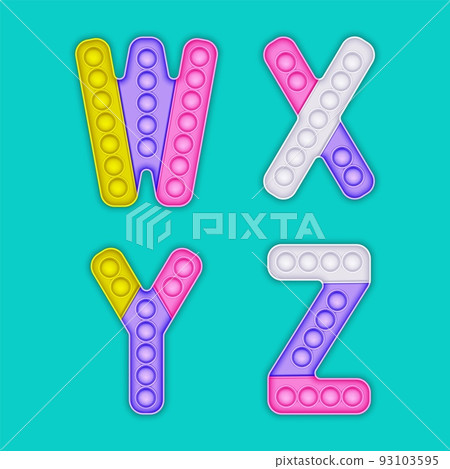 A set of realistic pop it toys in the form of an alphabet. 93103595
