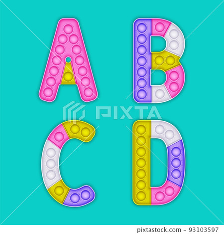 A set of realistic pop it toys in the form of an alphabet. A set of realistic pop it toys in the form of an alphabet. 93103597