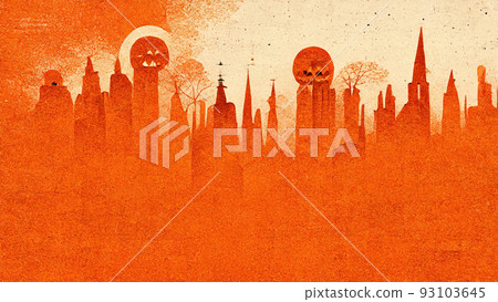 Halloween season festival haunted house ghost background. Digital painting. 93103645