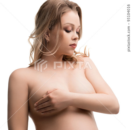 Young pregnant girl isolated shot in the nude 93104016