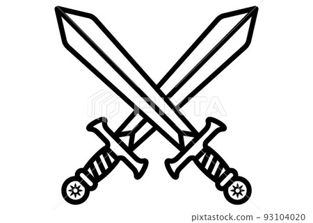 crossed swords icon. combat with melee weapons. 93104020