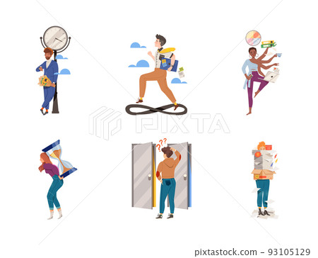 Time Management with People Characters Multitasking and Organizing their Time Vector Illustration Set Time Management with People Characters Multitasking and Organizing their Time Vector Illustration Set 93105129