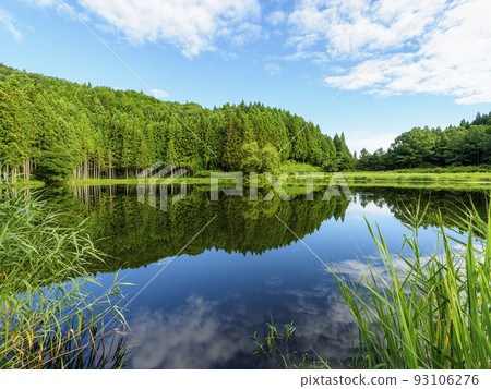 有藍天的美麗的湖 93106276