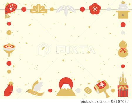 Illustration frame that can be used for New Year's cards and New Year's material Illustration frame that can be used for New Year's cards and New Year's material 93107081
