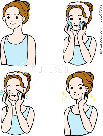 女性美容護膚簡單上身插畫素材 93107555