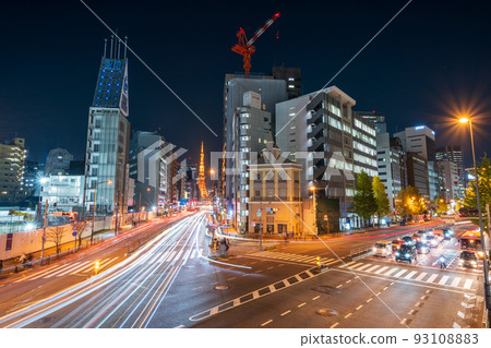 City night view "Tokyo" Tokyo Tower seen from the Fudanotsuji pedestrian bridge City night view "Tokyo" Tokyo Tower seen from the Fudanotsuji pedestrian bridge 93108883
