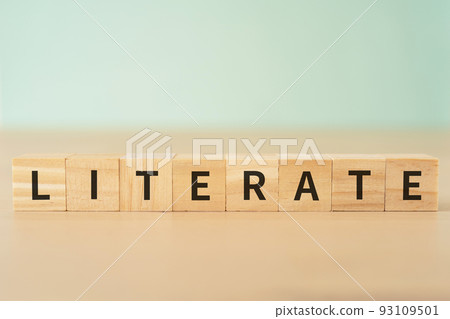 Image of reading and writing|Block written "LITERATE" Image of reading and writing|Block written "LITERATE" 93109501