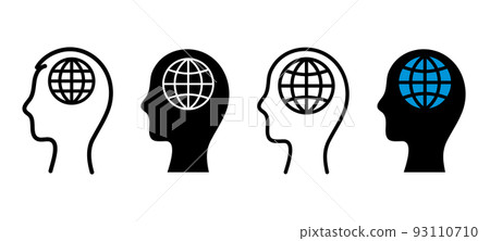 人類形象和地球圖標、全球化、可編輯矢量圖 93110710
