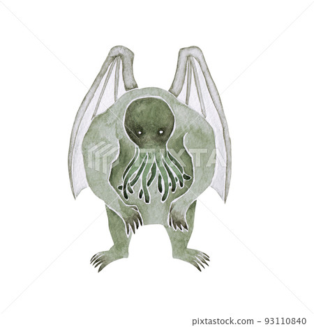 克蘇魯神話惡神克蘇魯水彩插圖 93110840