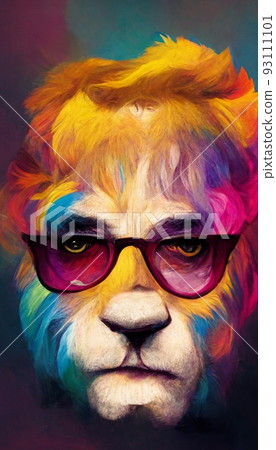 Portrait of a hipster wearing sunglasses. Stylish hipster with sunglasses. Stylized drawing of a stylish animal. Perfect for phone wallpaper or for posters. 93111101