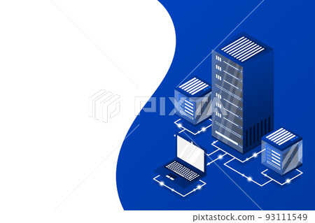 Server room isometric, Cloud storage data, Data center, Big data processing and computing technology 93111549